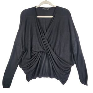 prAna Cascade Top Women's SZ SM Black Front Cross Knot Cropped Long Sleeve EUC